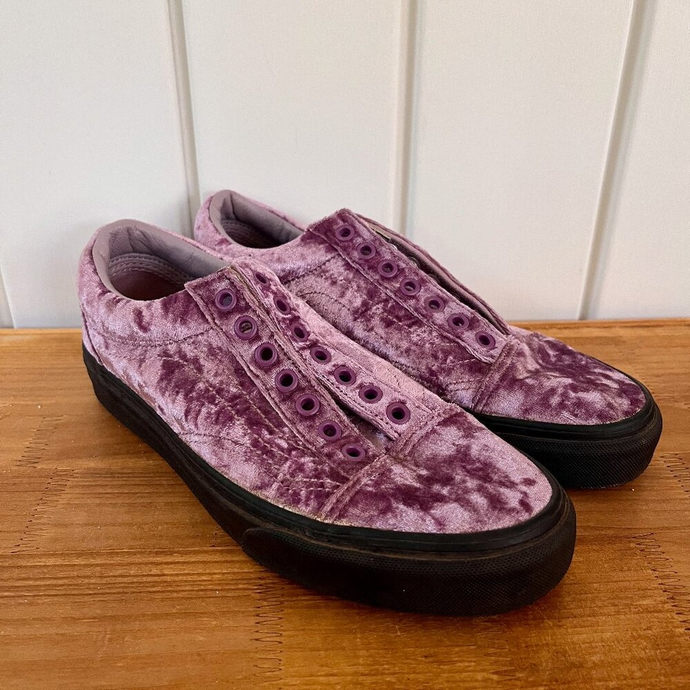Vans Purple Velvet Slip-On Style Athletic Shoes
